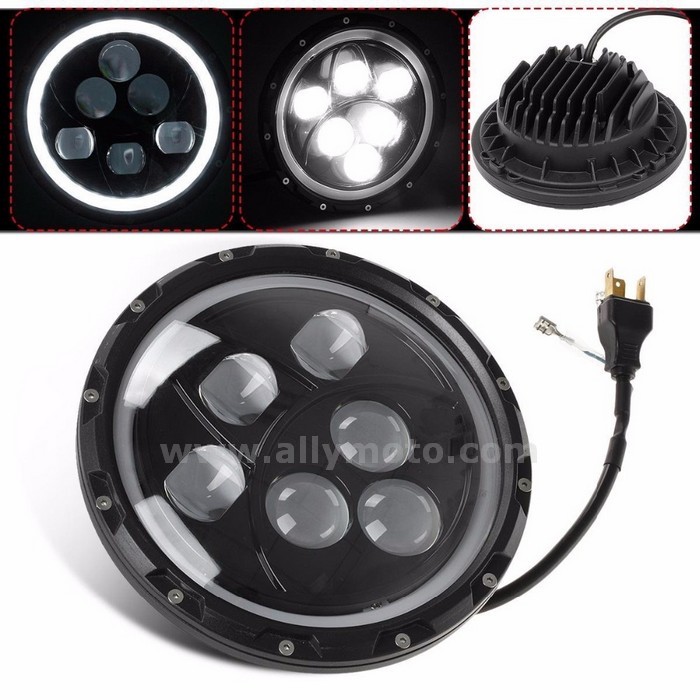 154 7 Inch Led Headlight H4 H13 High Low Beam 60W Drl Fit Davidson Harley With H4-H13 Adapter@3